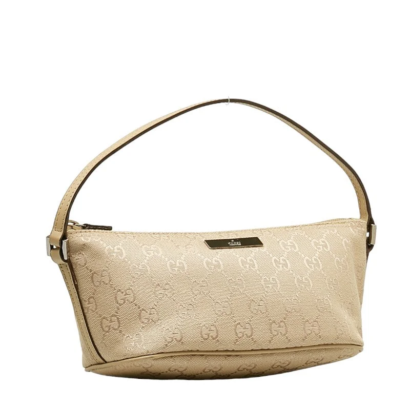 GUCCI Boat Handbag in Monogram Canvas Leather Beige 07198