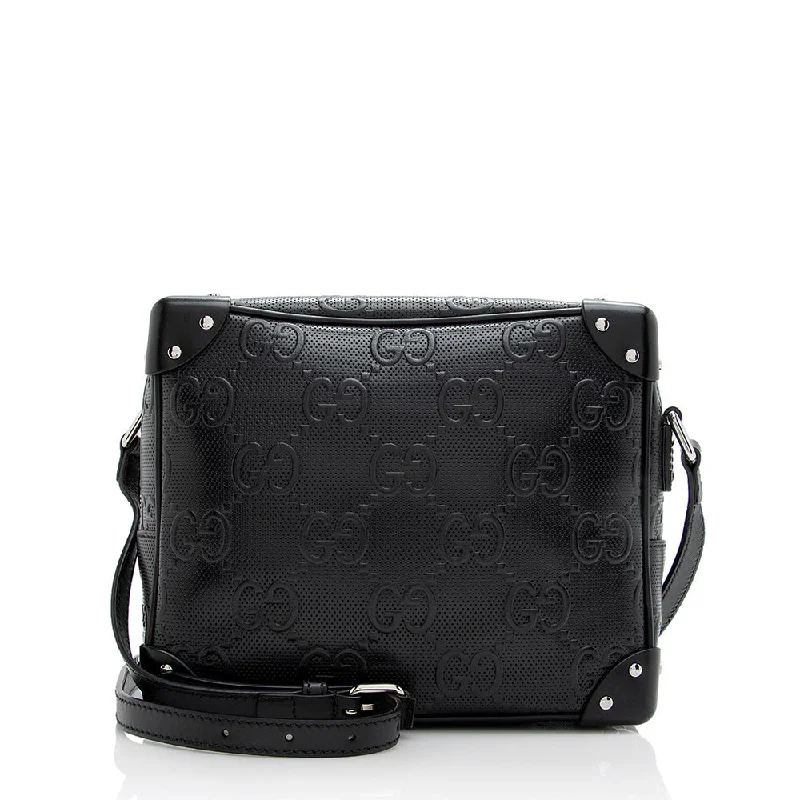 Gucci Calfskin GG Embossed Square Shoulder Bag (SHF-21568)