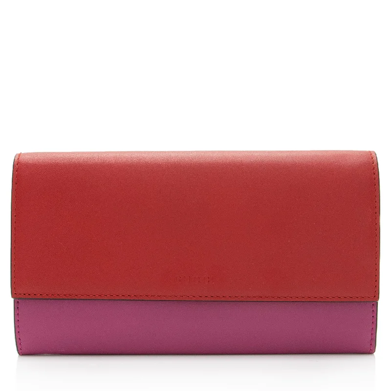 Gucci Calfskin Two-Tone Continental Wallet (SHF-fQrh9H)