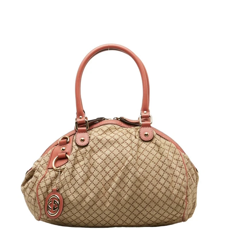 Gucci Diamond Suki Handbags Shoulder Bag 2WAY 223974 Beige Pink Canvas Leather Lady Gucci