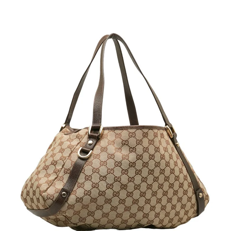 Gucci GG Canvas Abbey Handbag 130736 Beige Brown Canvas Leather  Gucci