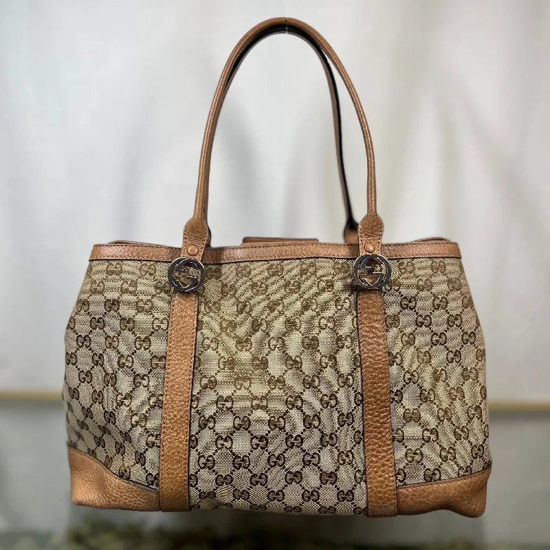 GUCCI GG Supreme Twins Medium Brown Tote