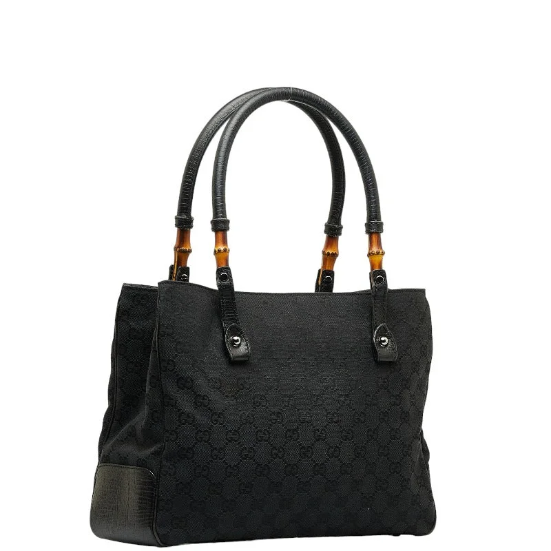 Gucci GG canvas bamboo handbag tooth bag 112526 black canvas ladies Gucci