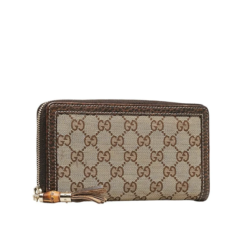 Gucci GG canvas bamboo long wallet long wallet brown beige canvas leather ladies