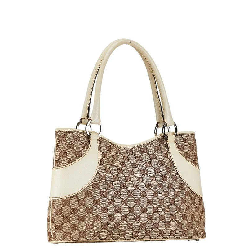 Gucci GG canvas handbag Tote bag 113015 beige white canvas leather ladies Gucci