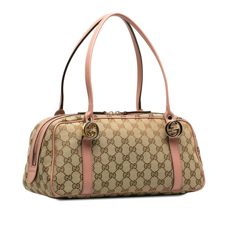 Gucci GG Canvas Interlocg G Handbag 232958 Pink Beige Canvas Leather  Gucci [Ginco]