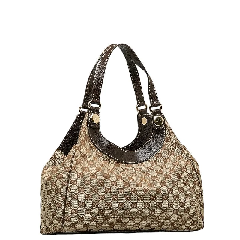 Gucci GG canvas one-shoulder bag handbag 154982 brown beige canvas leather ladies Gucci