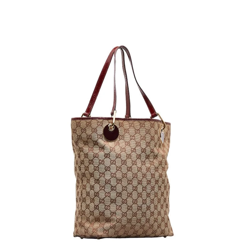 Gucci GG canvas Tote bag 120836 002058 Beige Red Canvas Leather  Gucci