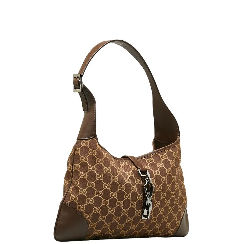 Gucci GG Jackie One-Shoulder Bag 001 4057 Brown Canvas Leather  Gucci