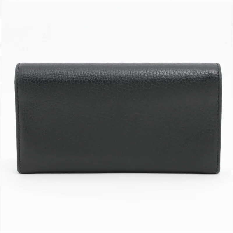 Gucci GG Marmont 456116 Leather Round  Wallet Black