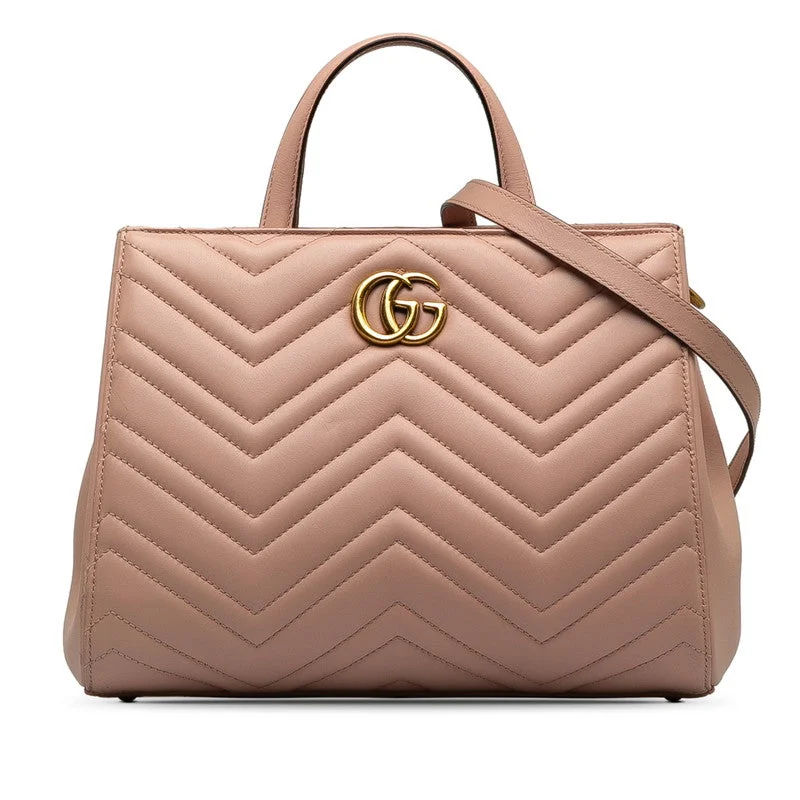 Gucci GG Marmont Double G Handbag Shoulder Bag 2WAY 448054 Pink Leather