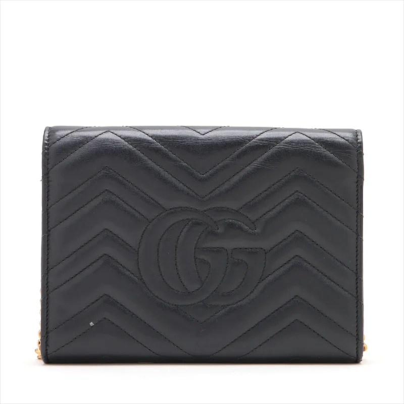 Gucci GG Marmont Leather Chain Wallet 474575 Black