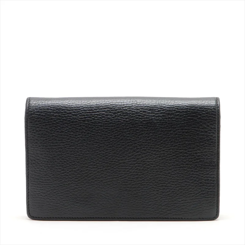 Gucci GG Marmont Leather Chain Wallet Black 497985