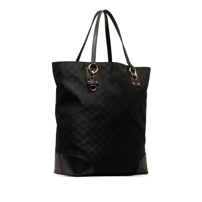 Gucci GG Nylon Tote Bag 353702 Black Nylon Leather  Gucci