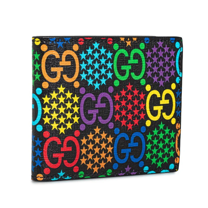 Gucci GG Psychedelic Double Folded Wallet 601089 Black Multicolor PVC Men Gucci [] Gucci [Ginsio ]