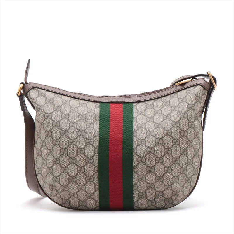 Gucci GG Supreme Shoulder Bag Beige X Brown 598125