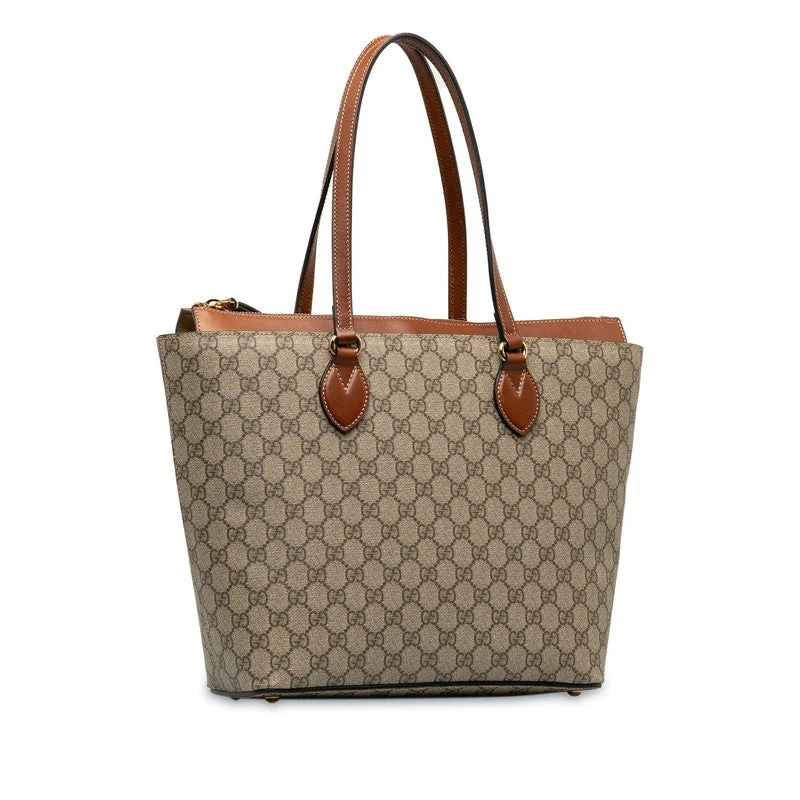 Gucci GG Supreme Tote Bag 415721 Beige Brown PVC Leather  Gucci