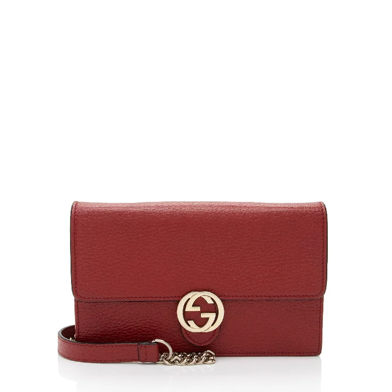 Gucci Grained Calfskin Interlocking G Chain Wallet (SHF-yrUIC8)