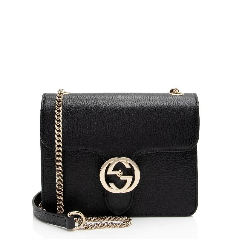 Gucci Grained Calfskin Interlocking G Small Shoulder Bag (SHF-1AVxLZ)