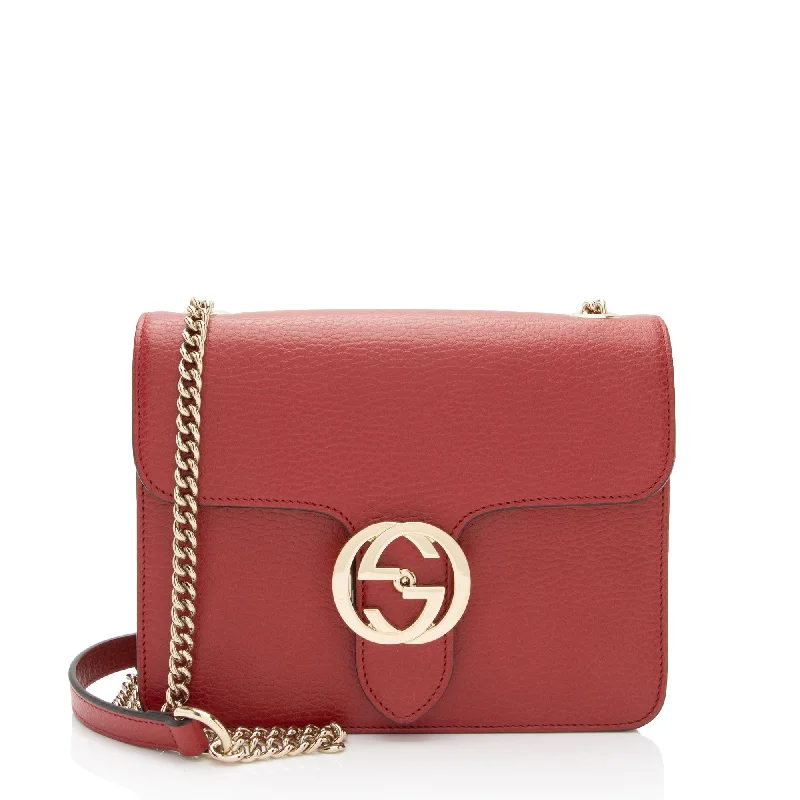 Gucci Grained Calfskin Interlocking G Small Shoulder Bag (SHF-8gS5ns)