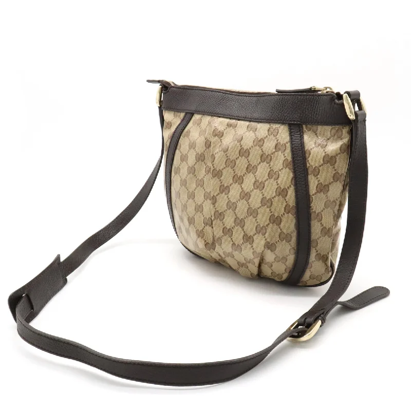 Gucci Gucci Abby GG Crystal Shoulder Bag Coated Canvas Leather Beige Dark Brown Tea Outlet 265691