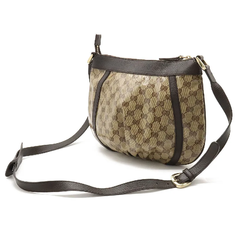 Gucci Gucci Abby GG Crystal Shoulder Bag Coated Canvas Leather Beige Dark Brown Tea Outlet 265691