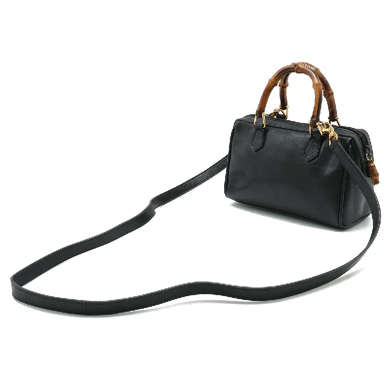 Gucci Black Bamboo 2way Shoulder Handbag