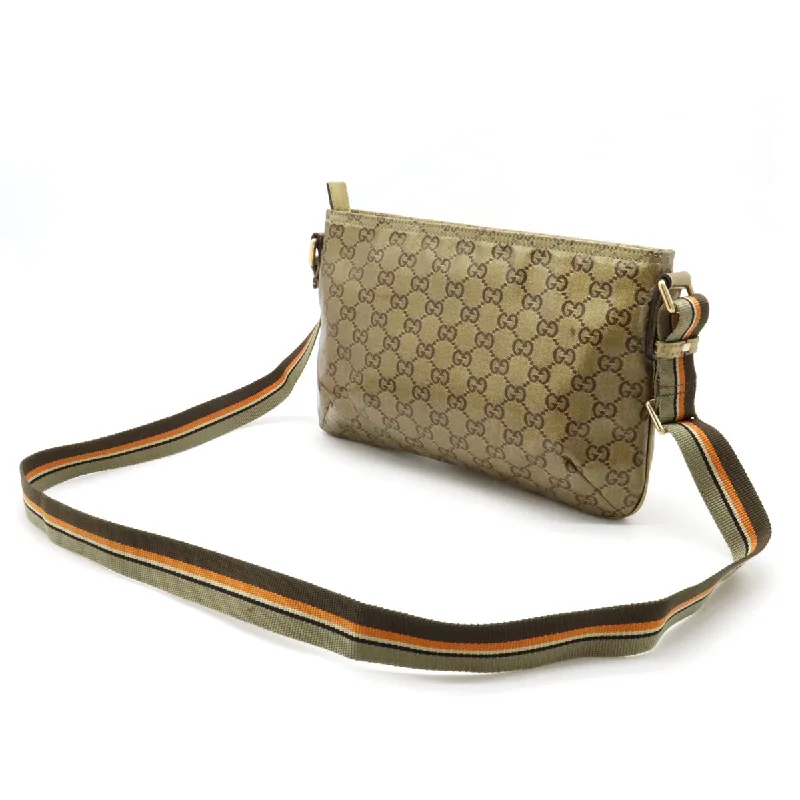 GUCCI Gucci GG crystal shoulder bag sliding coating canvas leather metal gold curry orange 189749