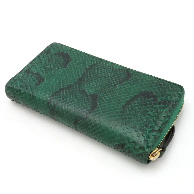 GUCCI GG Marmont Long Wallet Green Green Snakeskin 456117