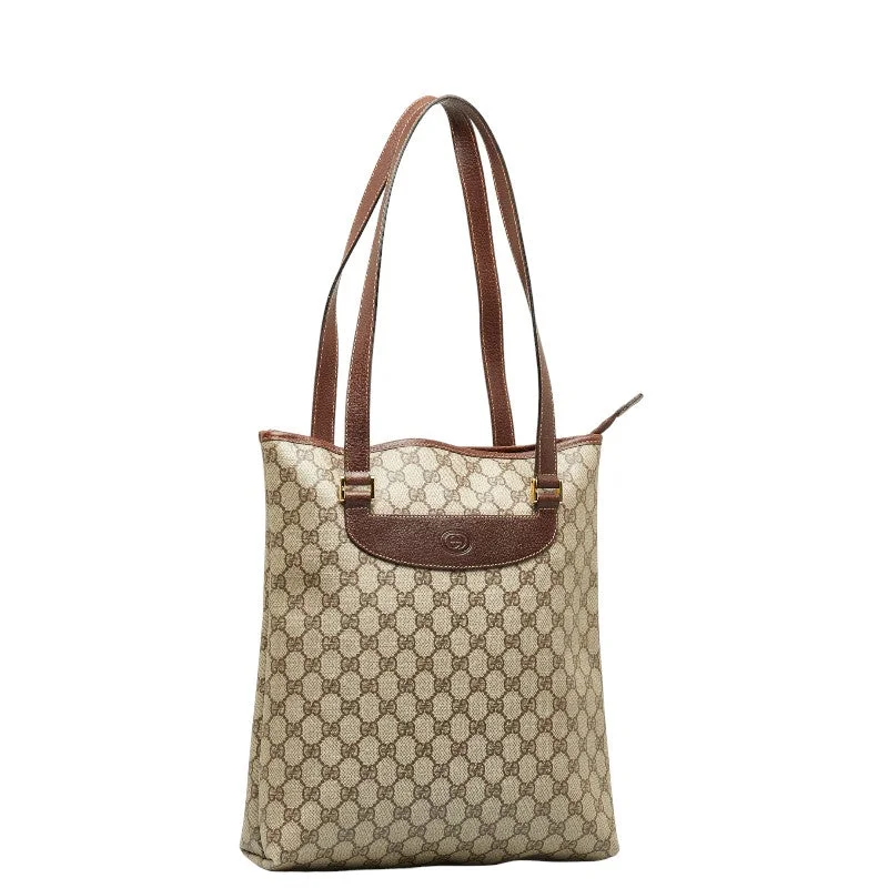 Gucci  Gucci GG Plus Tote Bag Beige Brown PVC Leather  Gucci