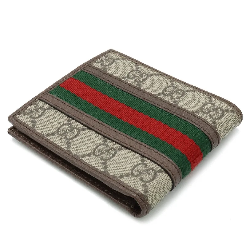 GUCCI Gucci GG Spring Office Shell Line Wallet 2 Folded Wallet PVC Carquibbean Mocha Brown Green Red 597609