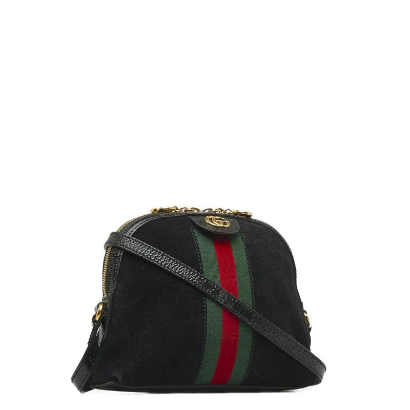 GUCCI Office 499621 Shoulder Bag Suede/Patent Leather Black