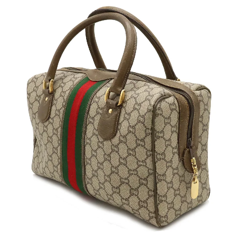 Gucci Gucci Old Gucci GG Plus Shelley Line Handbags Mini Boston Bag PVC Leather Beige Moca Brown Gold  Gucci Old Gucci GG Plus Shelley Line Handbags Mini Boston Bag PVC Leather Beige Moca Brown Gold Tools