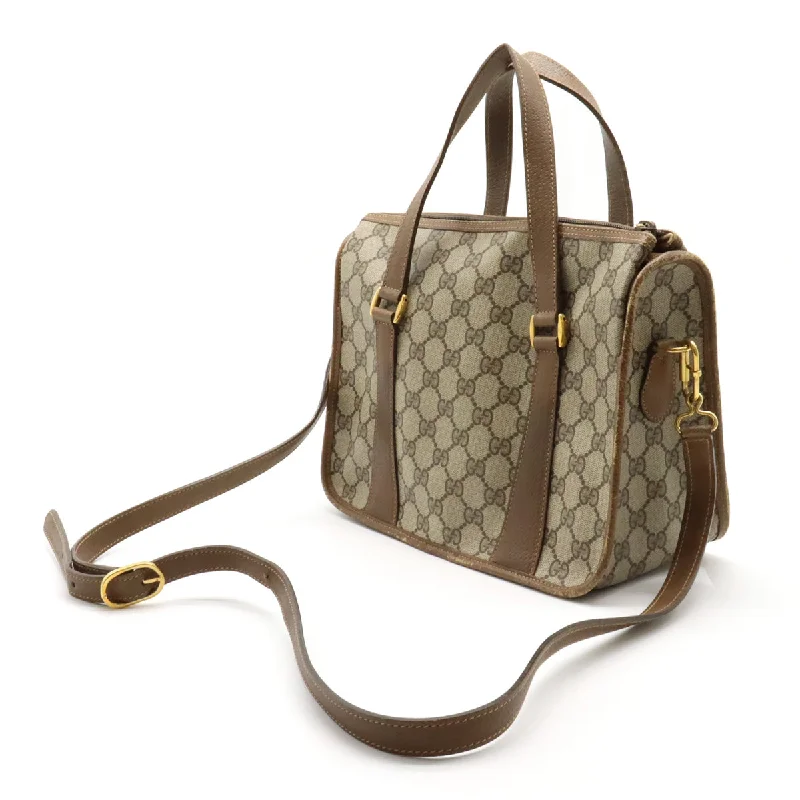 Gucci Gucci Old Gucci Shirley Line Handbag 2WAY Shoulder Bag PVC Leather Beige Brown 41.02.039