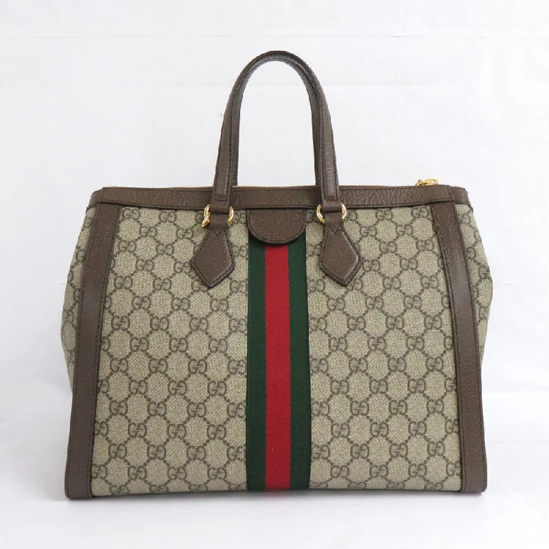 GUCCI Gucci Ophidia GG Medium Tote Bag 524537 2WAY Shoulder Bag Beige Brown Dark Brown GG Supreme Linen Leather G   Mens