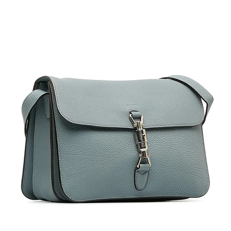 Gucci Jackie Diagonal Shoulder Bag 362971 Light Blue Leather