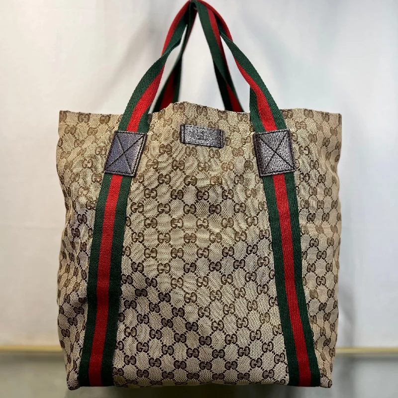 GUCCI GG Supreme Web Canvas Sherry Line Tote