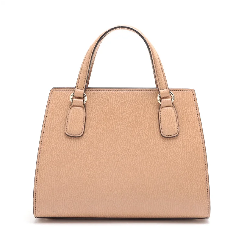 Gucci Soho Interlocg G Leather 2WAY Handbag Beige 607722