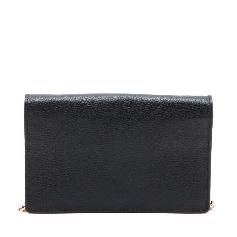 Gucci Soho Leather Chain Wallet Black 598211 Outlet Mark