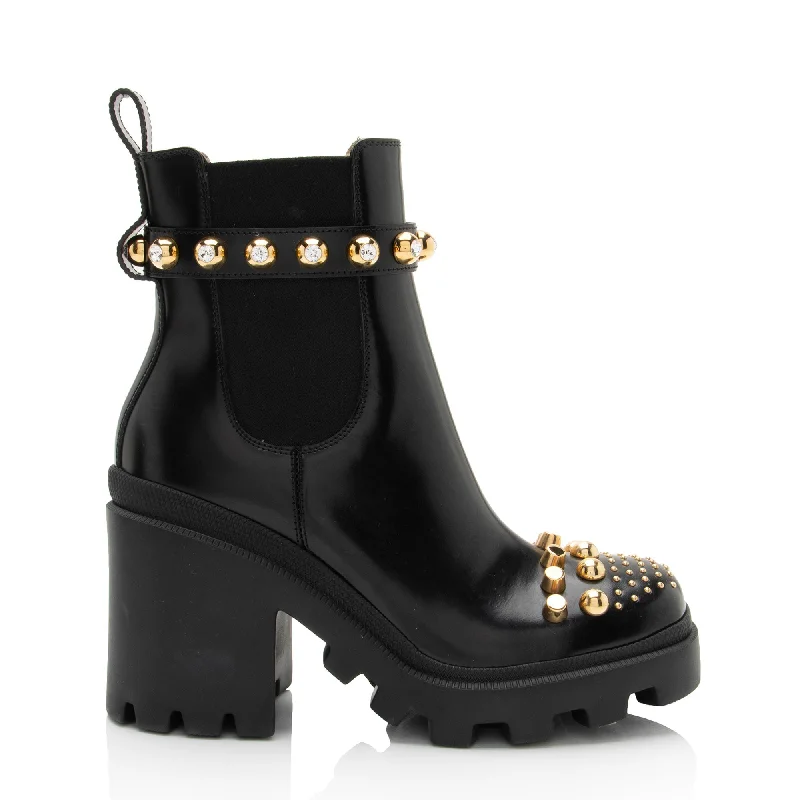 Gucci Studded Calfskin Trip Platform Boots - Size 6.5 / 36.5 (SHF-QTBip4)