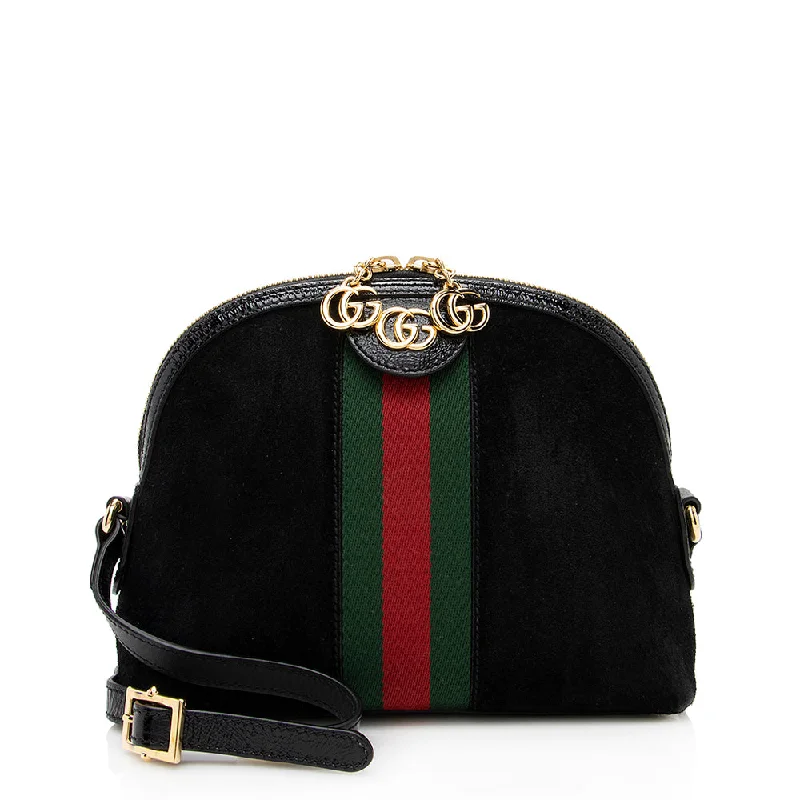 Gucci Suede Patent Leather Ophidia Dome Small Shoulder Bag (SHF-19215)