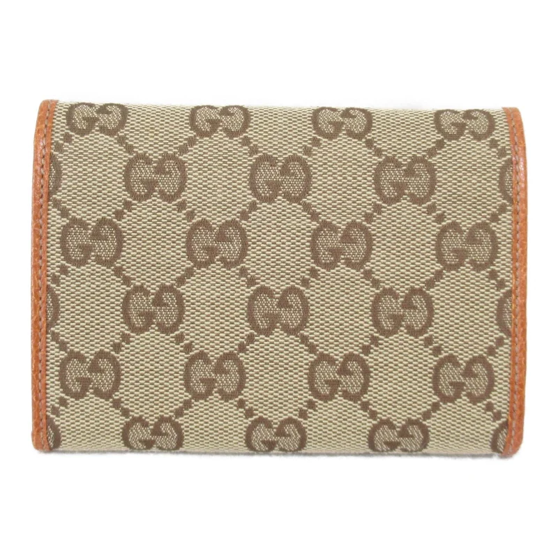 Gucci Three Fold Wallet Three Folded Wallet GG Canvas  Beige/Orange 131887