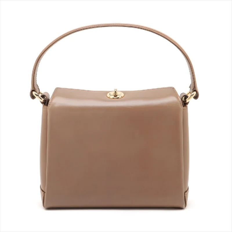 Gucci Turn-Lock Leather Handbag Brown