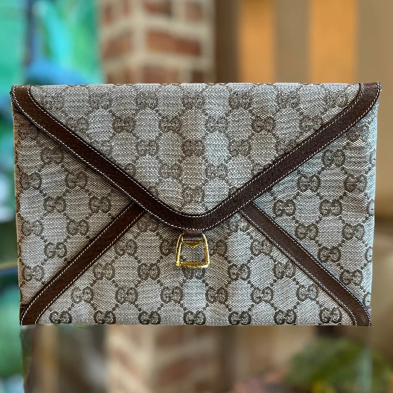 GUCCI Vintage GG Canvas Beige Envelope Clutch