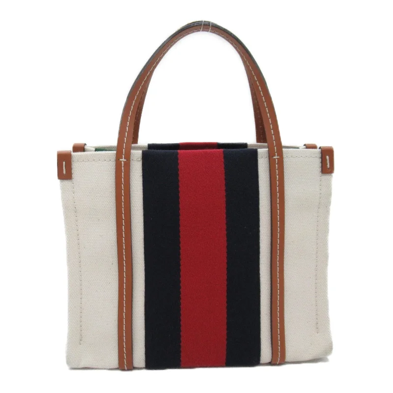 Gucci Web Strip Interlocking Tote Bag  Bag Leather  White 77735