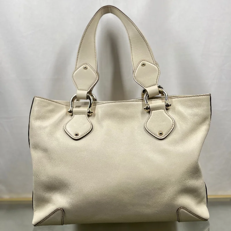 GUCCI Cream Soft Calfskin Leather Small Tote