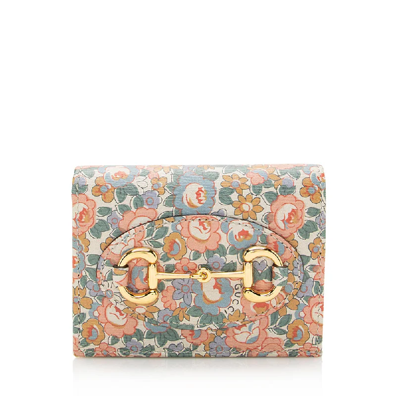 Gucci X Liberty of London Floral Calfskin Horsebit 1955 Abbey Card Case (SHF-21950)