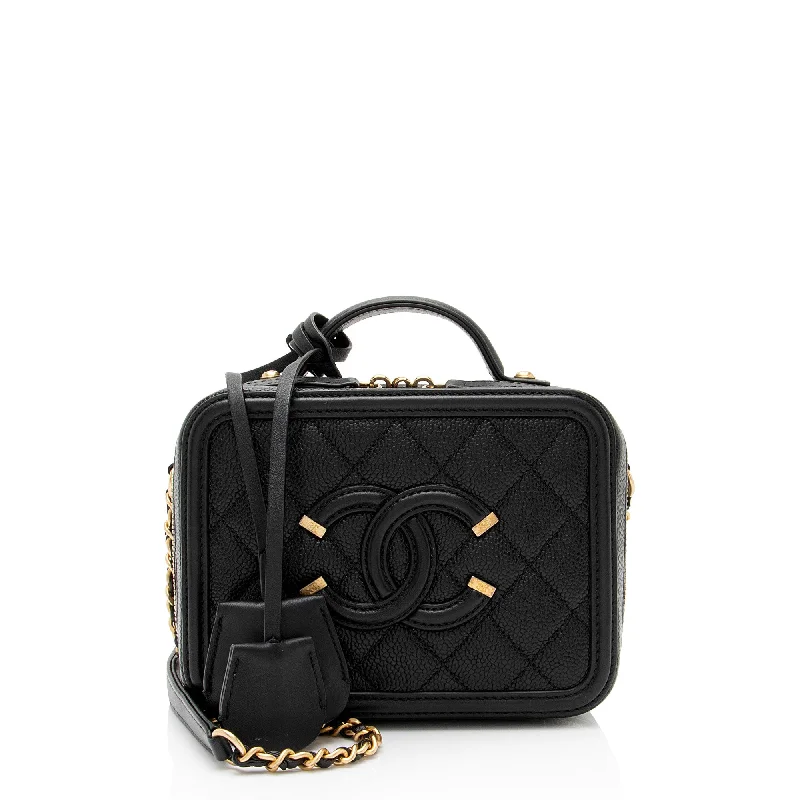 Chanel Caviar Leather CC Filigree Small Vanity Case (SHF-0Nks5y)