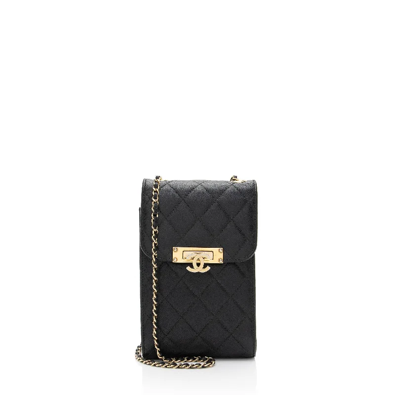 Chanel Caviar Leather Golden Class Phone Holder Crossbody (SHF-d2hiJL)