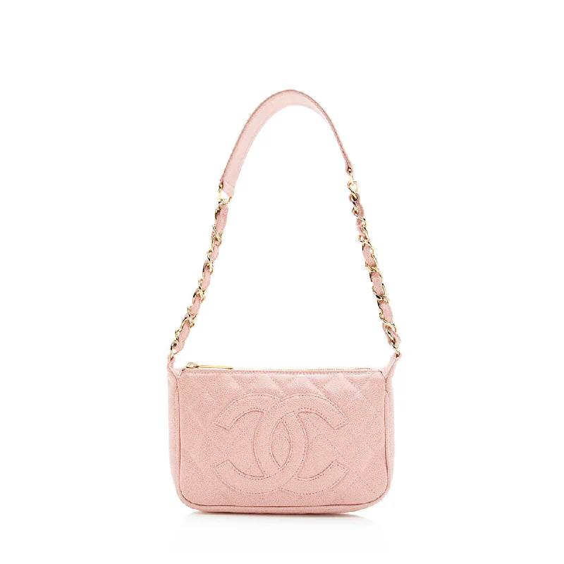 Chanel Caviar Leather Timeless CC Pochette (SHF-19704)